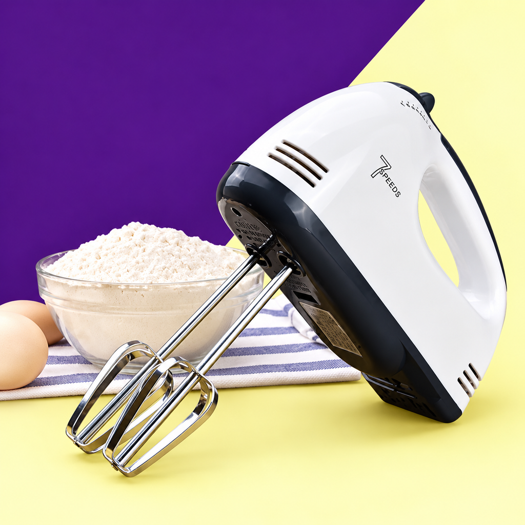 7-Speed Electric Hand Mixer / Egg Beater – Multi-Speed Handheld Mixer for Baking &amp; Kitchen Use