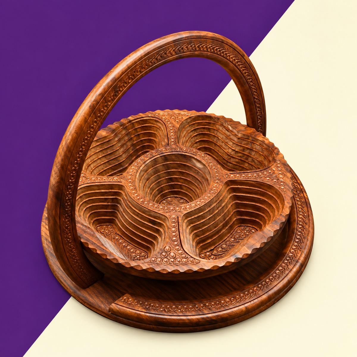 Wooden Spring Tray - 14 Inches Round

🧺 Premium Wooden Spring Tray: 14 Inch Round, Khoobsurat Aur Foldable!