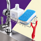 Stainless Steel Sink Faucet Organizer | Kitchen Sink Sponge Holder Rack | Kitchen Darin Rack &amp; Soap Holder (Box Packing)