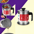 High Quality 1.4L Fryer Oil Filter Pot – Carbon Steel Oil Can with Stainless Steel Strainer Kitchen Storage Jug (Without Box)