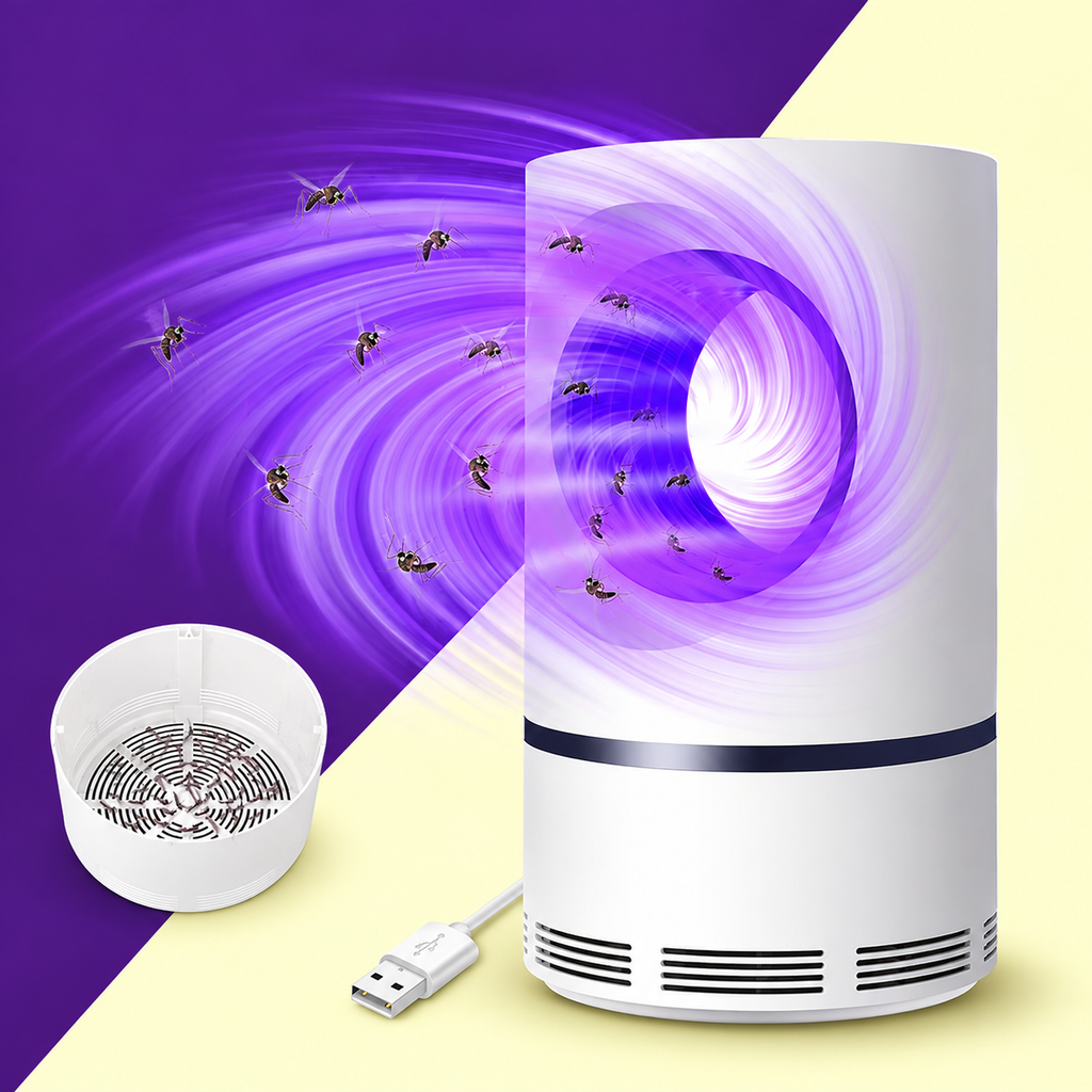 Mosquito Killer Lamp Electric Shocker Round with Charger – Powerful 360° UV Light Insect Trap for Home, Room &amp; Outdoor Use | Safe, Silent &amp; Eco-Friendly Bug Zapper (Cell Operated)
