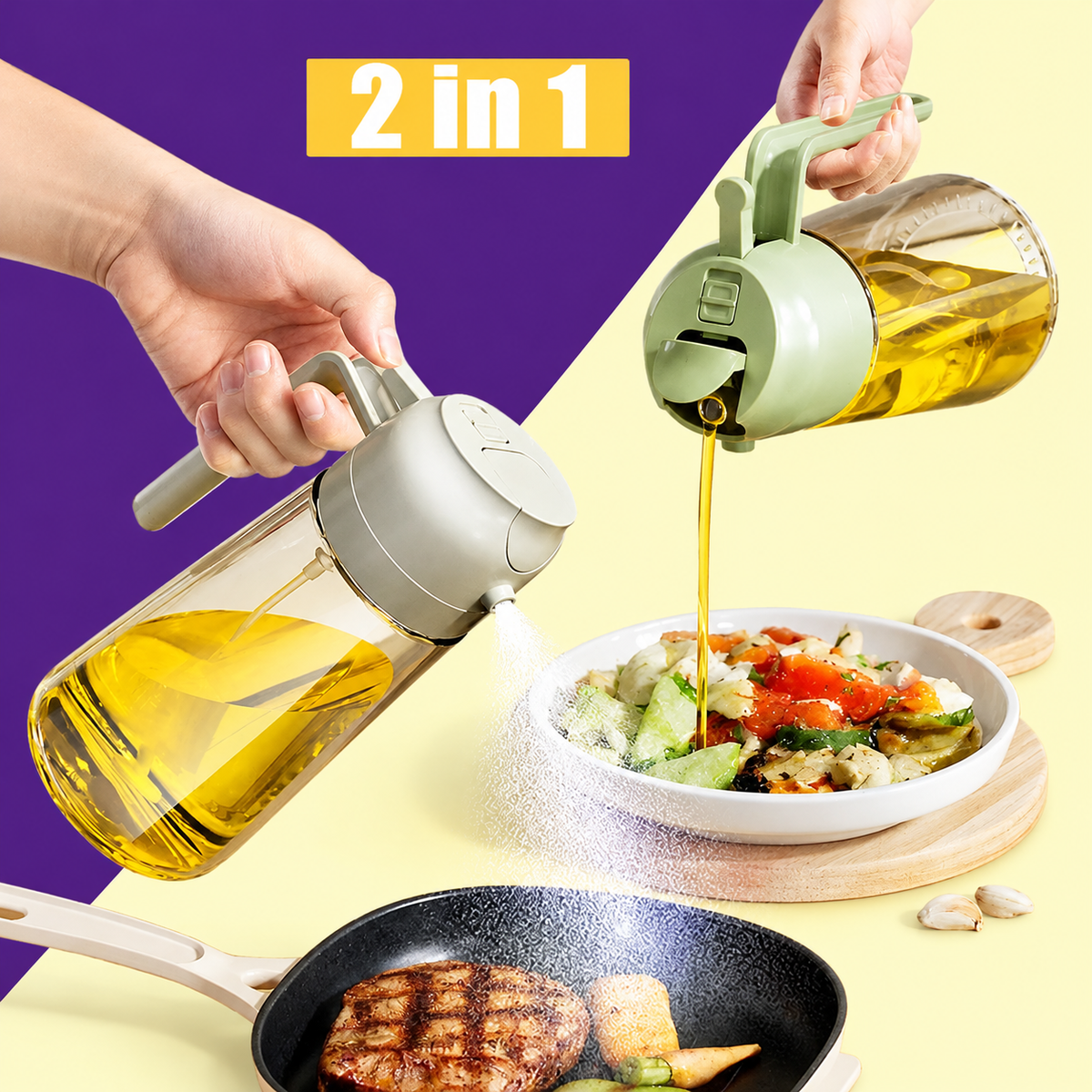 2-in-1 Oil Sprayer Bottle – Smart Kitchen Essential for Cooking &amp; BBQ | 400 ML